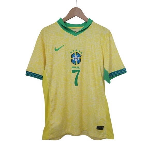 Nike Brasil Vini Jr. Yellow National Team Home Jersey Soccer Shirt Men's L - Picture 1 of 8